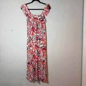 Knox Rose Floral Boho Maxi Dress Size Small Pink Purple Flutter Sleeve